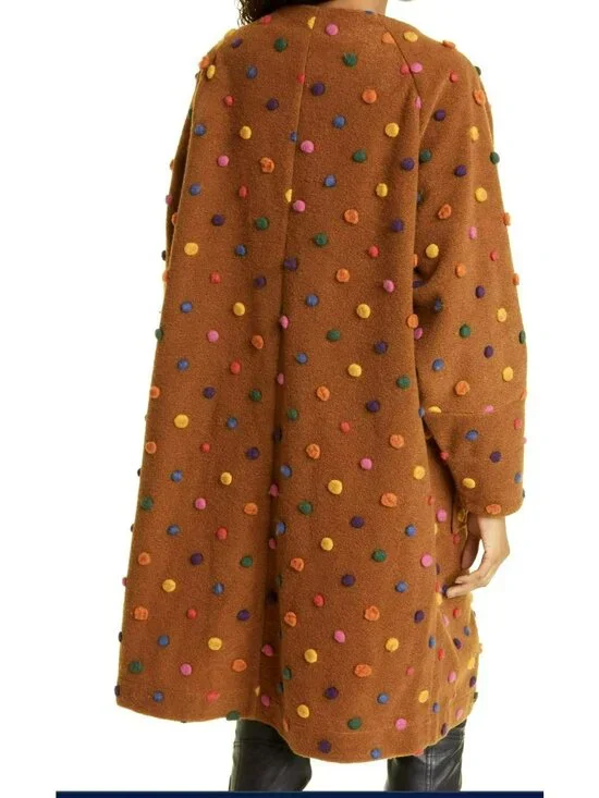 Farm Rio Caramel Polka Dot Rainbow Long Cardigan Sweater Jacket Medium NEW - Picture 4 of 9